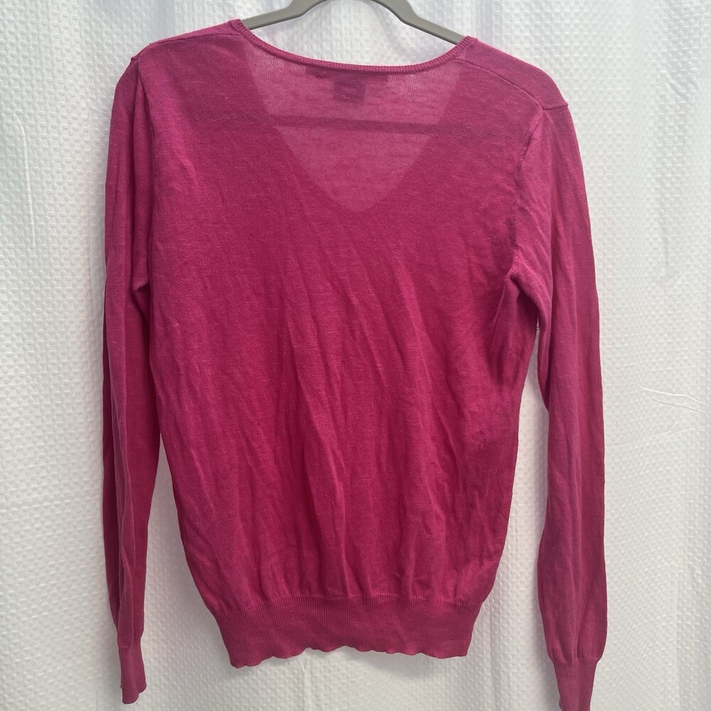 Ralph Lauren Sport Pink Linen Blend V Neck Sweater Golf Tennis Medium Pony - Picture 8 of 9